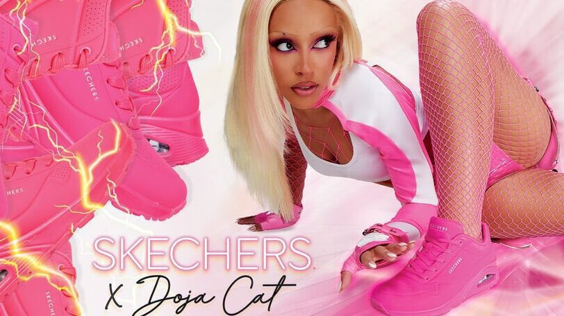 Doja Cat wearing pink Skechers shoes